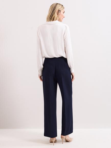 Phase Eight Petite Wide Leg Tailored Trousers, Navy - view 2, Navy