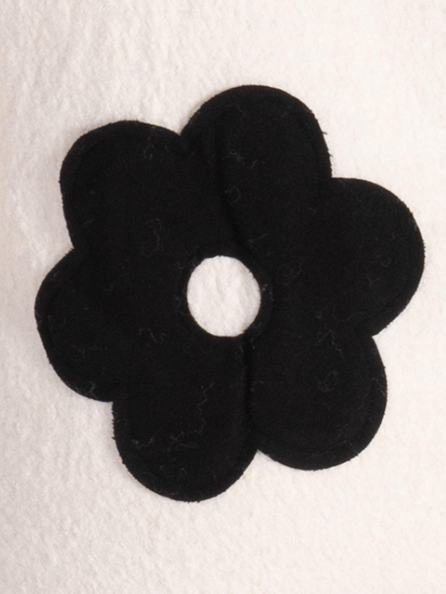 Product image 6 of 6, which shows chesca Floral Appliqué Textured Jacket, Winter White/Black, 12-14