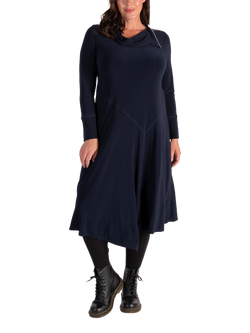chesca Zip Cowl Neck Jersey Dress, Navy, Navy