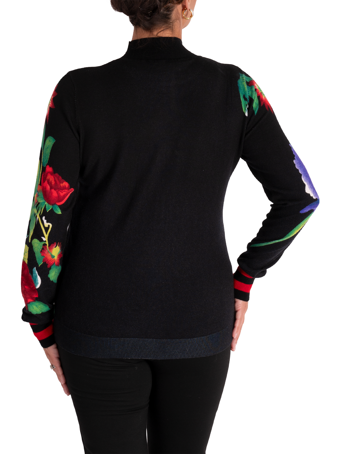 Product image 2 of 7, which shows chesca Garland Floral Jumper, Black/Multi, 12-14