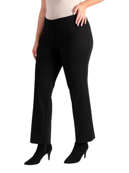 chesca High Rise Pintuck Straight Leg Trousers, Black, Black