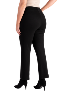 chesca High Rise Pintuck Straight Leg Trousers, Black - view 2, Black