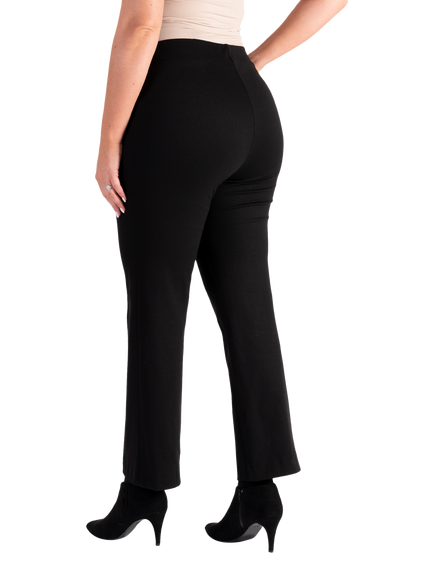 chesca High Rise Pintuck Straight Leg Trousers, Black - view 2, Black