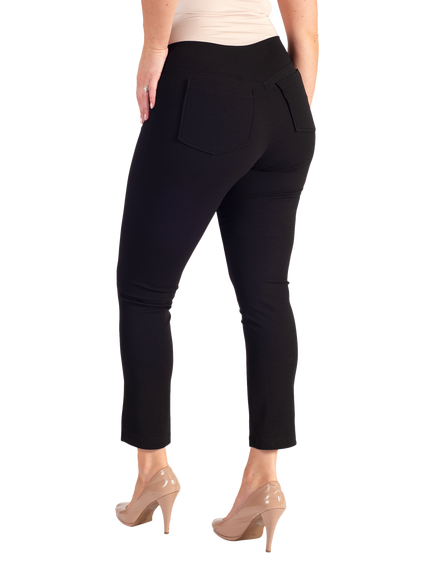 chesca Slim Leg Crepe Jersey Trousers, Black - view 2, Black