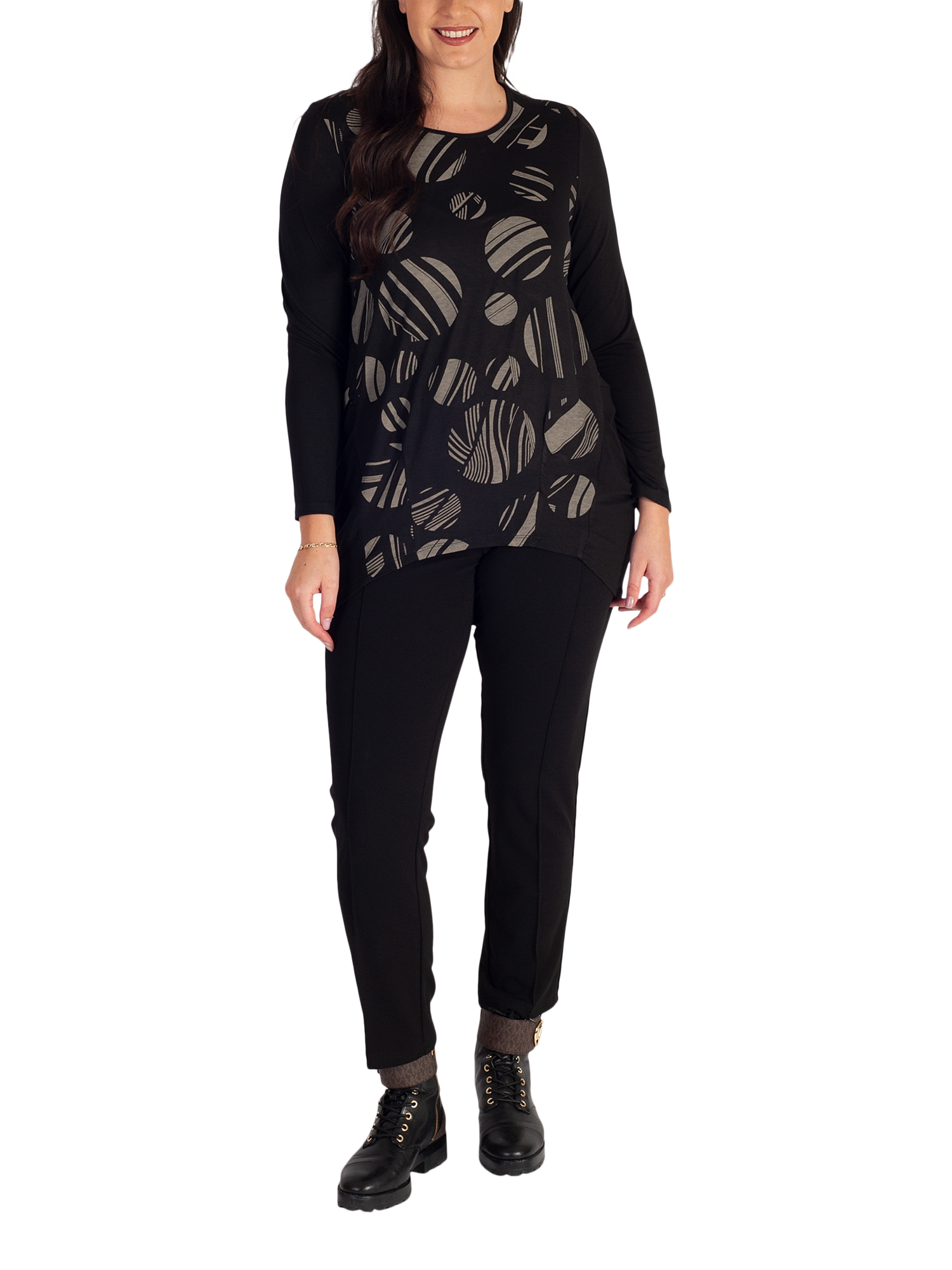 Product image 3 of 5, which shows chesca Slim Leg Crepe Jersey Trousers, Black, 14