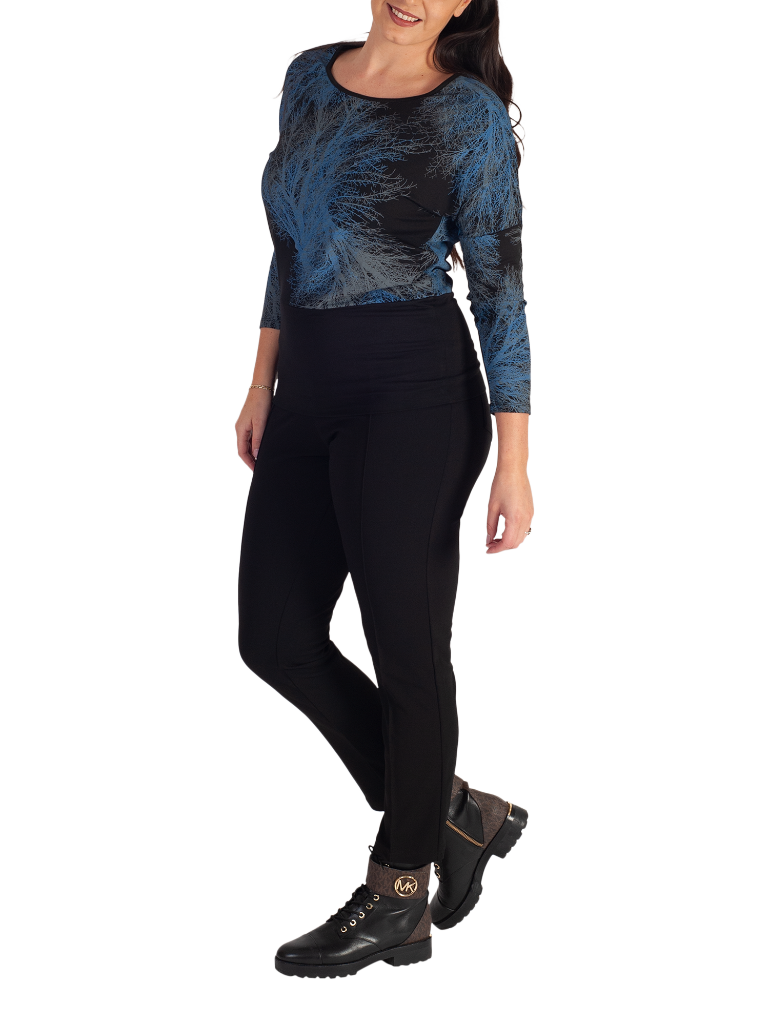 Product image 4 of 5, which shows chesca Slim Leg Crepe Jersey Trousers, Black, 14