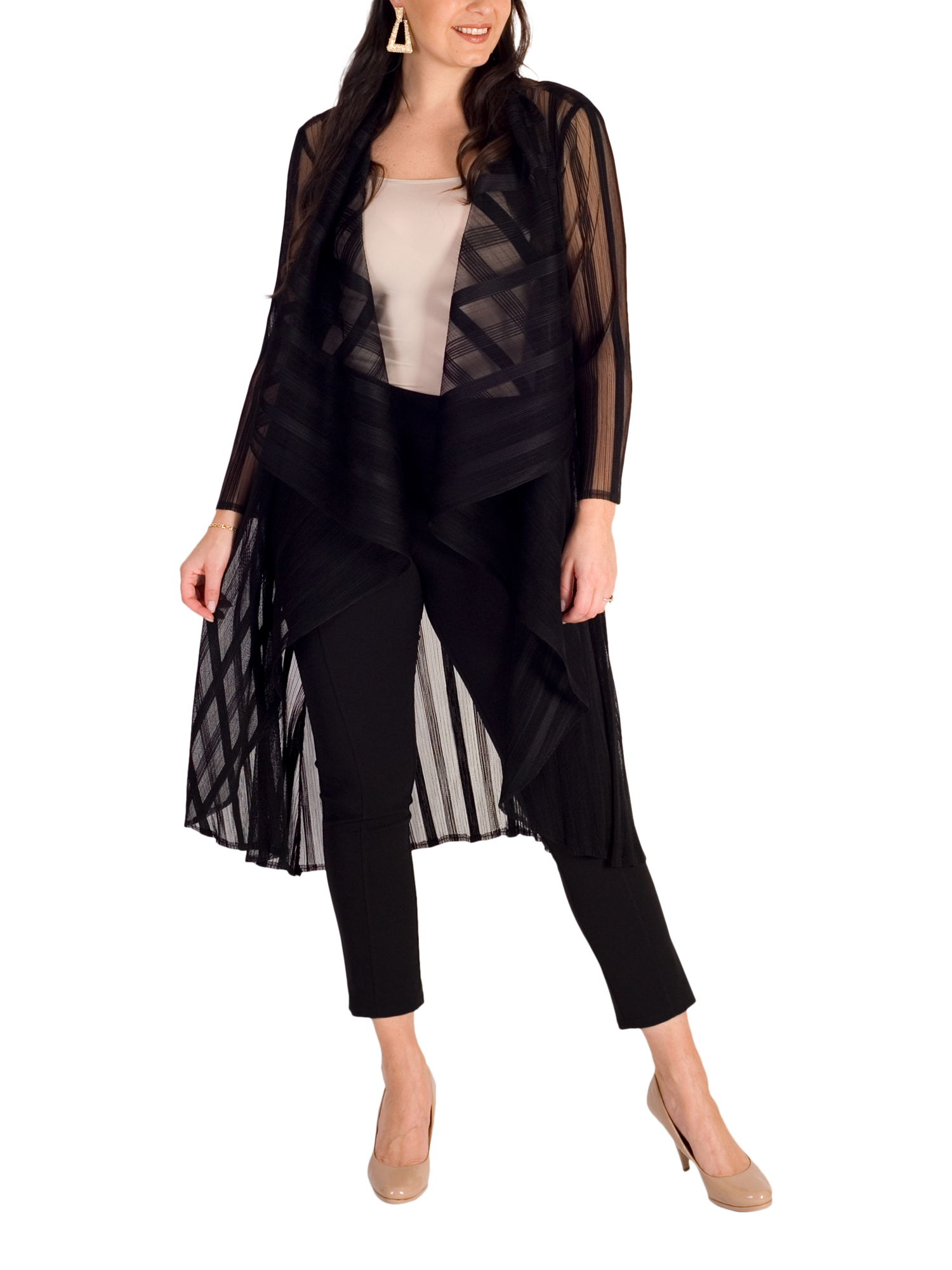 Product image 5 of 5, which shows chesca Slim Leg Crepe Jersey Trousers, Black, 14
