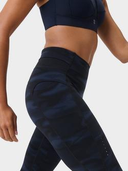 Sweaty Betty Runners High Running 7/8 Leggings, Blue/Black - view 2, Blue/Black