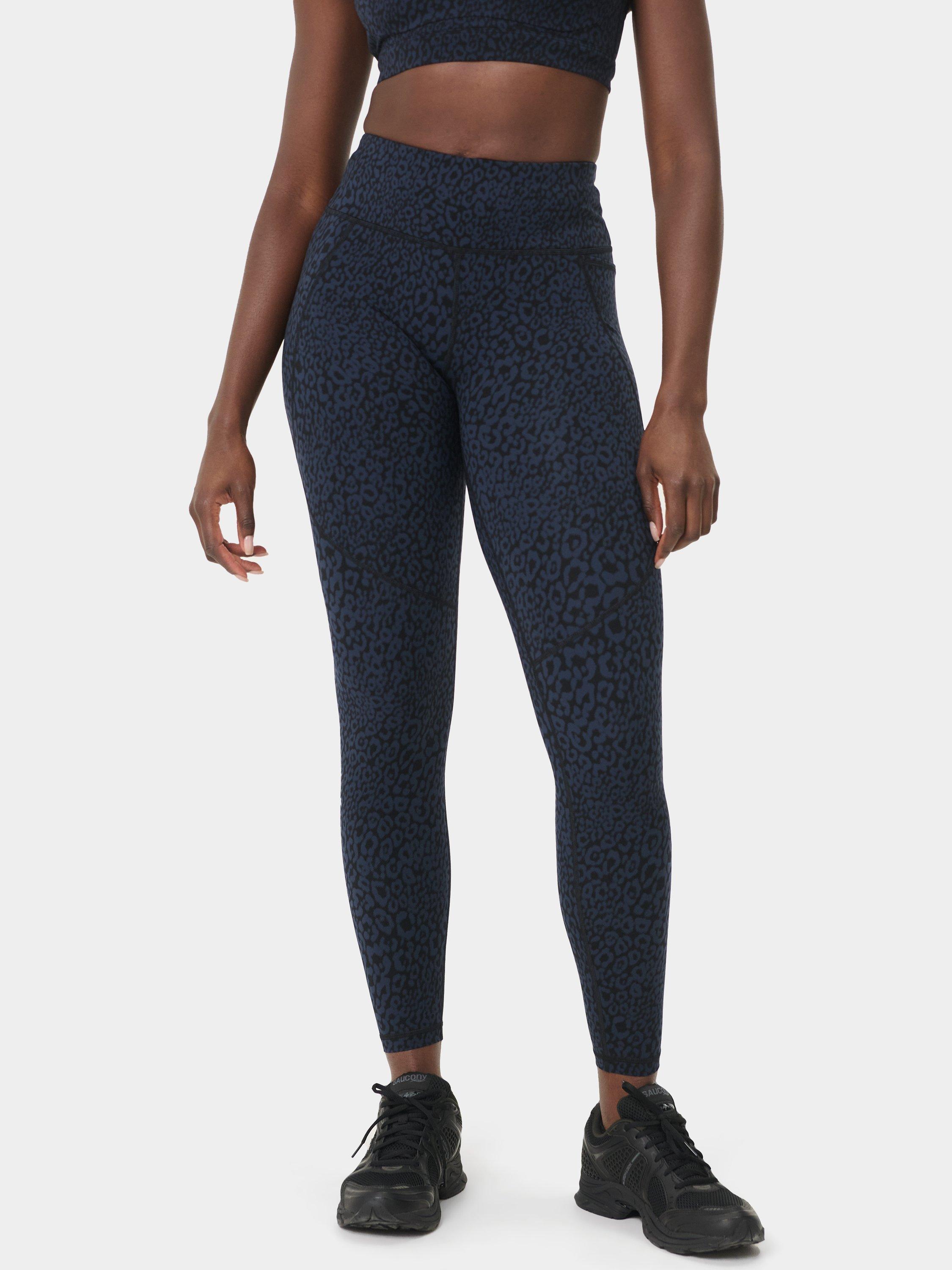 Product image 1 of 9, which shows Sweaty Betty Power Workout Leggings, Blue Halftone Leopard, XXS