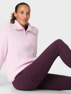 Sweaty Betty Animal Print Base Layer Leggings, Purple - view 2, Purple