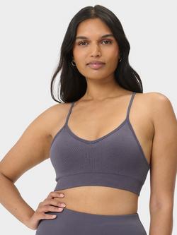 Sweaty Betty Soft Ribbed Low Impact Sports Bra, Nebula Blue - view 2, Nebula Blue