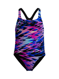 Speedo Kids' Hyperboom Print Medalist Swimsuit, Anthracite, Anthracite