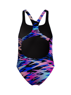 Speedo Kids' Hyperboom Print Medalist Swimsuit, Anthracite - view 2, Anthracite