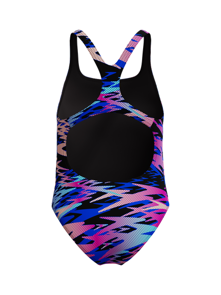 Speedo Kids' Hyperboom Print Medalist Swimsuit, Anthracite - view 2, Anthracite