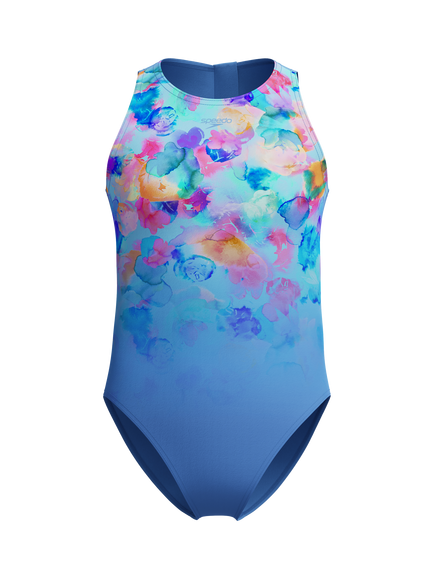 Speedo Kids' Print Hydrasuit Swimsuit, Periwinkle Blue, Periwinkle Blue