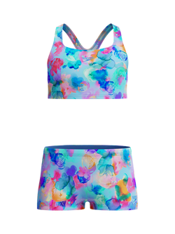 Speedo Kids' Print Racerback Bikini, Periwinkle Blue, Periwinkle Blue