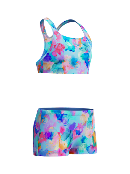 Speedo Kids' Print Racerback Bikini, Periwinkle Blue - view 2, Periwinkle Blue