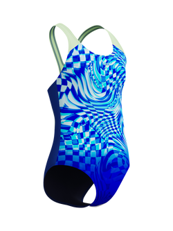 Speedo Kids' Print Splashback Swimsuit, Sapphire/Pale Clover - view 2, Sapphire/Pale Clover