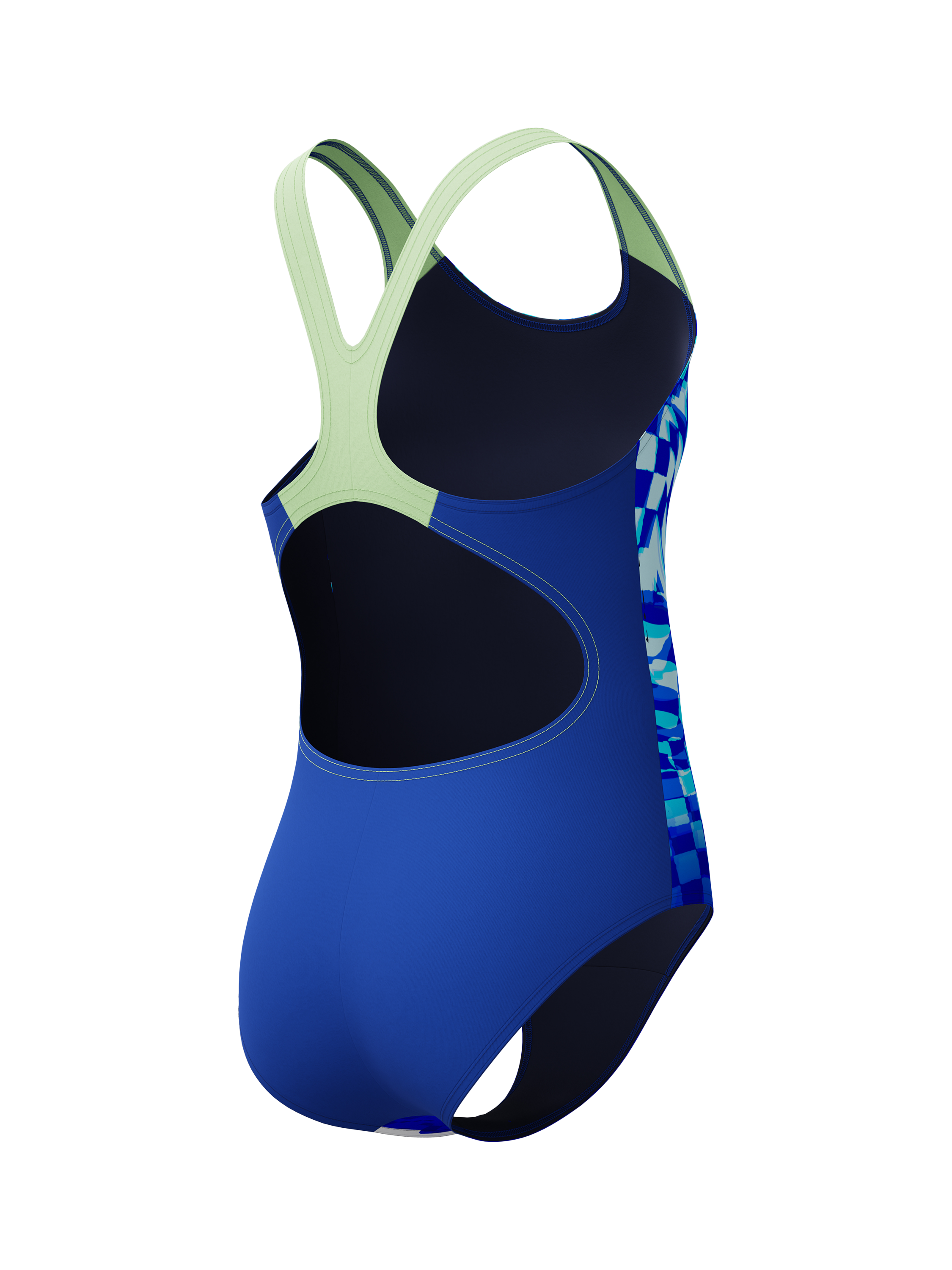 Product image 3 of 5, which shows Speedo Kids' Print Splashback Swimsuit, Sapphire/Pale Clover, 5-6 years