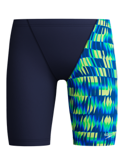 Speedo Kids' Print V-Cut Jammer Swim Shorts, Peacoat/Pale Clover, Peacoat/Pale Clover