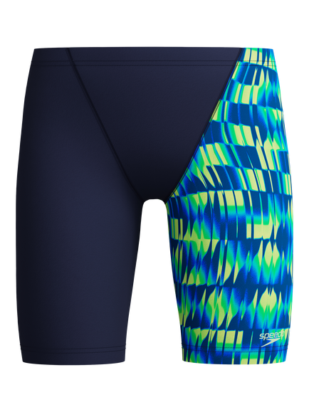Speedo Kids' Print V-Cut Jammer Swim Shorts, Peacoat/Pale Clover, Peacoat/Pale Clover