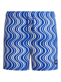 Speedo Kids' Print V-Cut Jammer Swim Shorts, Deep Sapphire, Deep Sapphire