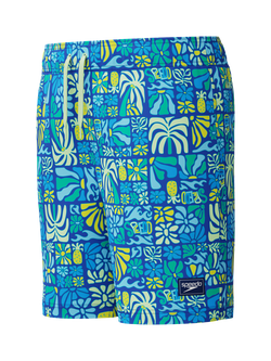Speedo Kids' Print Volley 15” Water Shorts, Deep Sapphire, Deep Sapphire