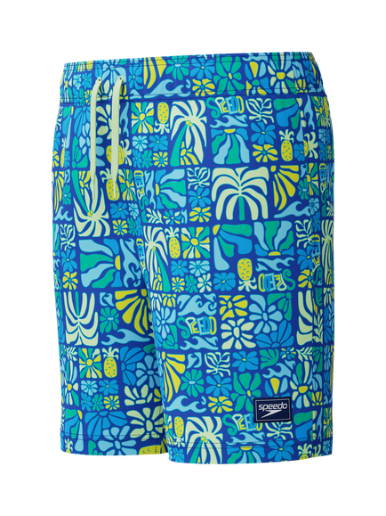 Speedo Kids' Print Volley 15” Water Shorts, Deep Sapphire, Deep Sapphire