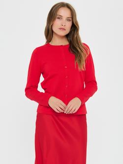 Saint Tropez Mila Round Neck Cardigan, Chinese Red, Chinese Red