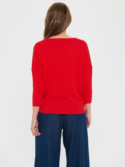 Saint Tropez Mila Round Neck Jumper, Chinese Red - view 2, Chinese Red