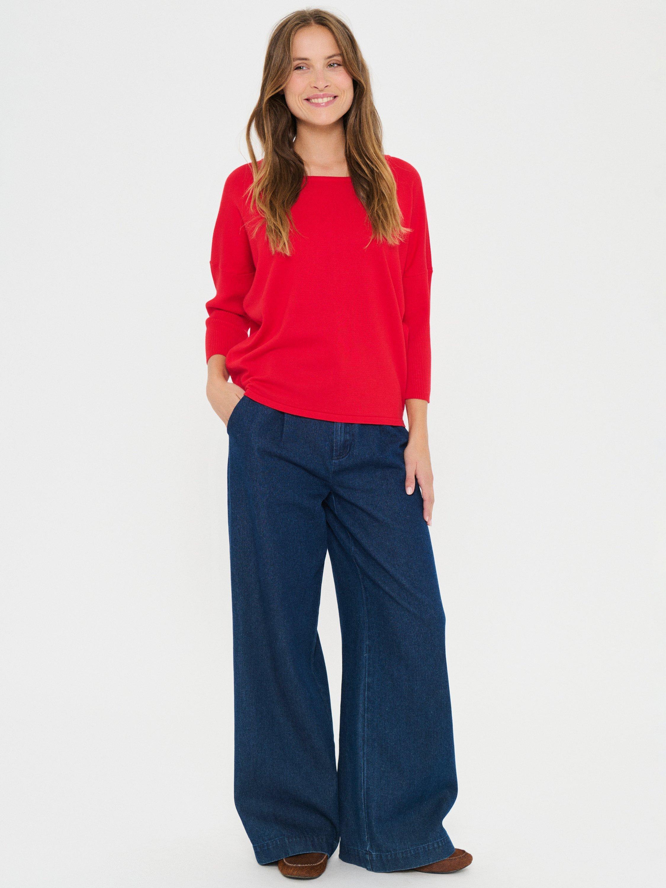 Product image 3 of 6, which shows Saint Tropez Mila Round Neck Jumper, Chinese Red, XS