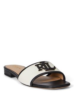 Lauren Ralph Lauren Everley Leather Trim Canvas Slide Sandals - view 2, Black