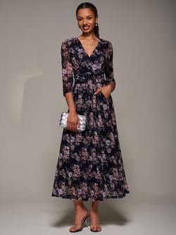 Jolie Moi Floral Lace Maxi Dress, Navy Floral, Navy Floral