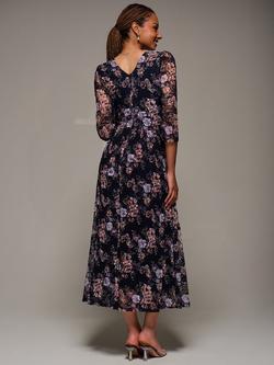 Jolie Moi Floral Lace Maxi Dress, Navy Floral - view 2, Navy Floral