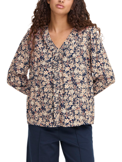 ICHI Vera Floral Blouse, Vintage Blue, Vintage Blue