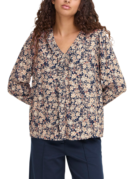 ICHI Vera Floral Blouse, Vintage Blue, Vintage Blue