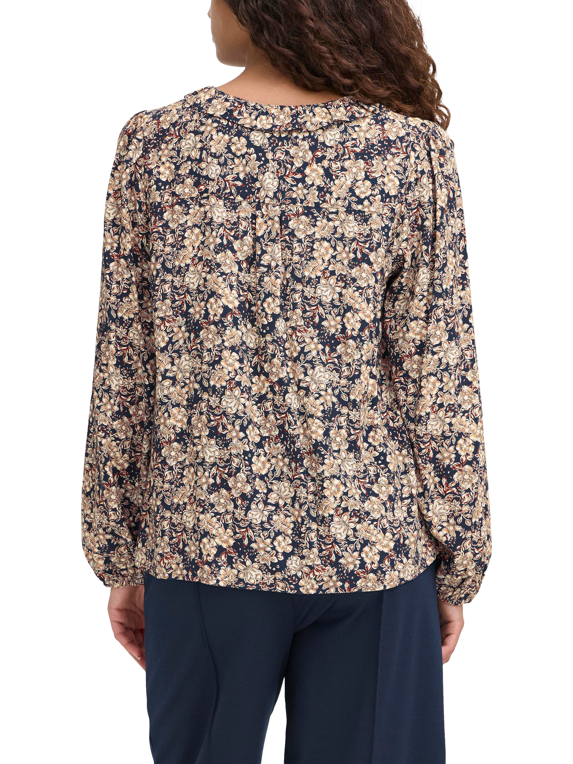 Product image 2 of 7, which shows ICHI Vera Floral Blouse, Vintage Blue, 8