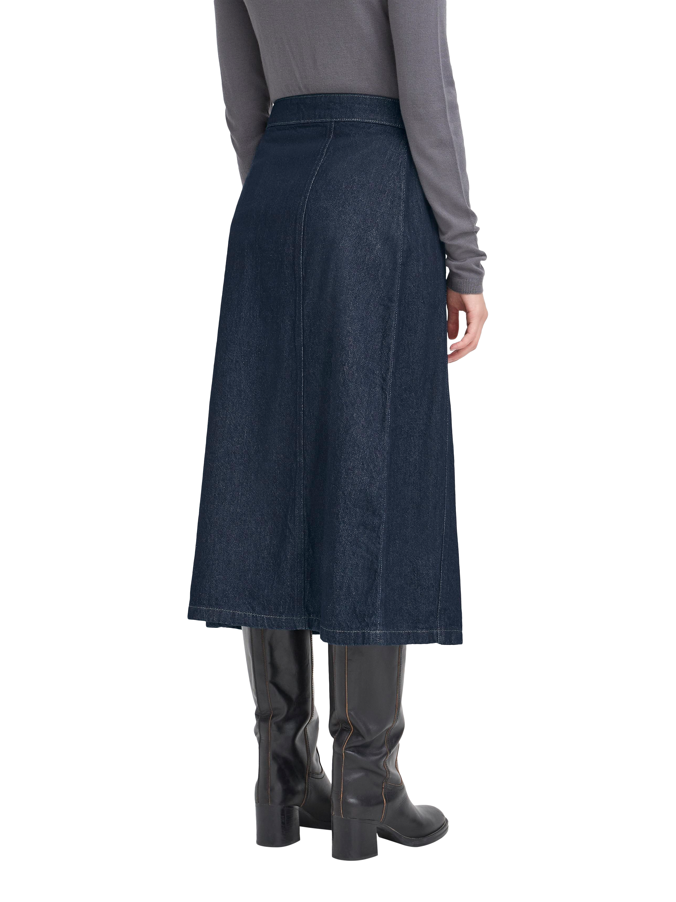 Product image 2 of 7, which shows ICHI Denim Wrap Midi Skirt, Authentic Blue, 8