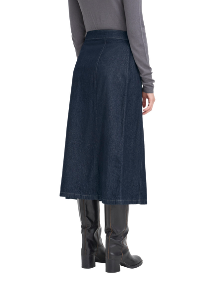 ICHI Denim Wrap Midi Skirt, Authentic Blue - view 2, Authentic Blue