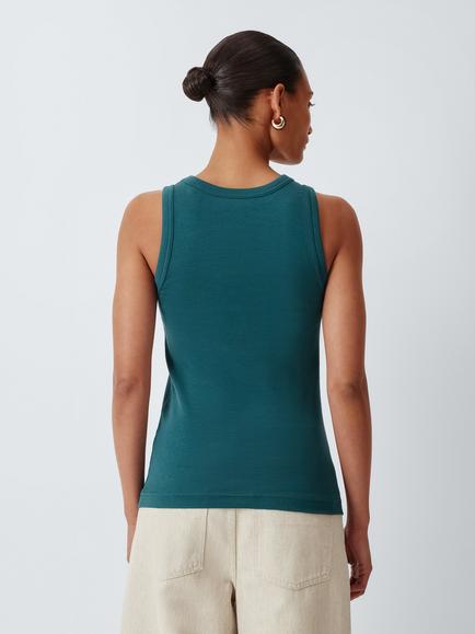John Lewis Organic Cotton Tank Top - view 2, Teal