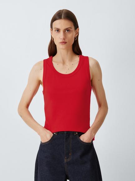 John Lewis Organic Cotton Tank Top, Red
