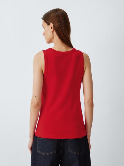 John Lewis Organic Cotton Tank Top - view 2, Red