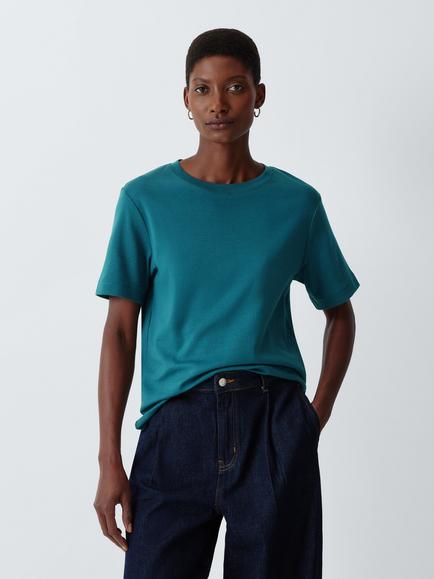 John Lewis Organic Cotton Short Sleeve Crew Neck T-Shirt, Teal
