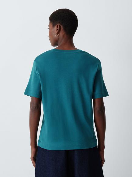 John Lewis Organic Cotton Short Sleeve Crew Neck T-Shirt - view 2, Teal