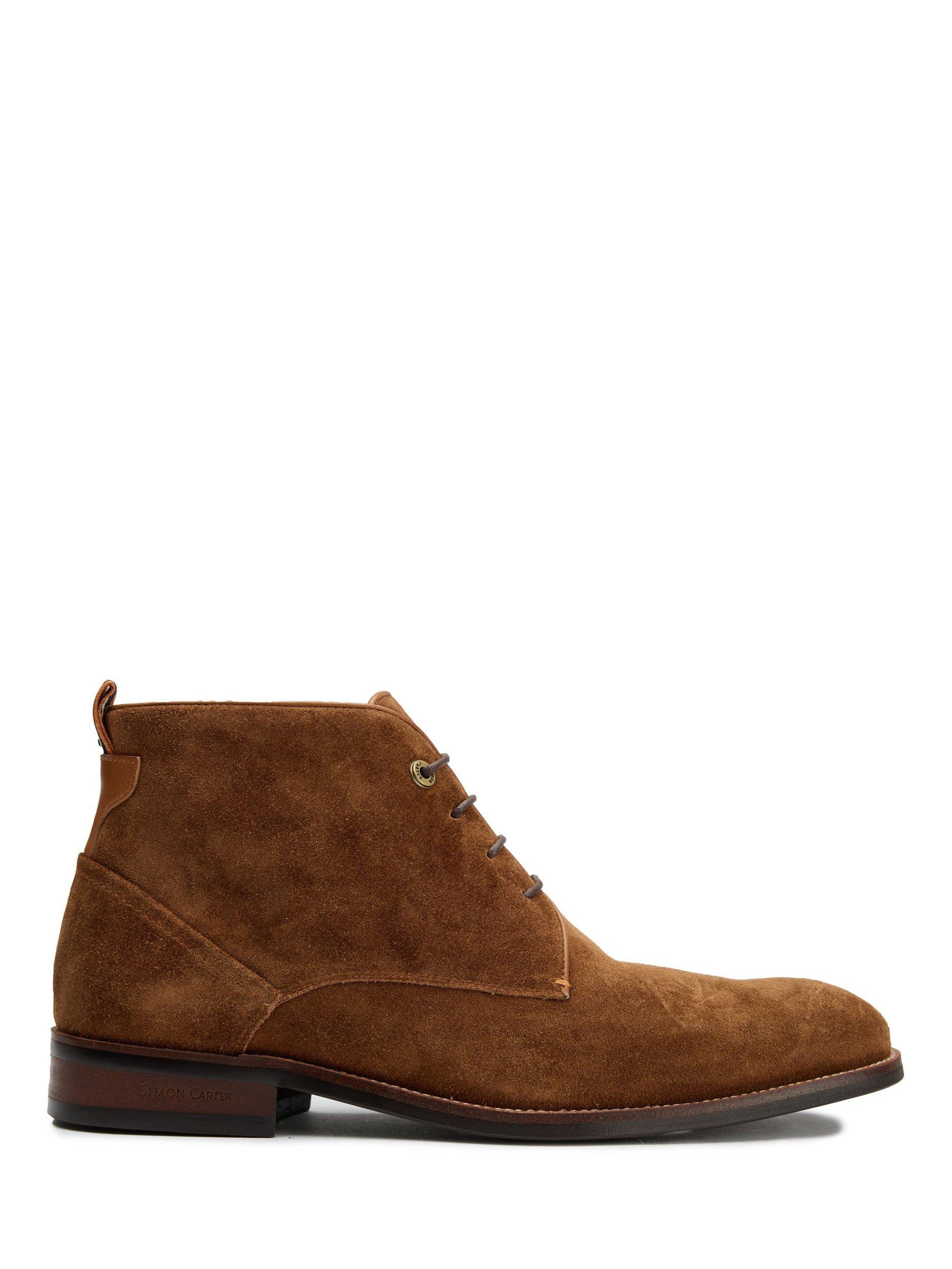 Product image 1 of 4, which shows Simon Carter Allos Suede Chukka Boots, Tan, 7