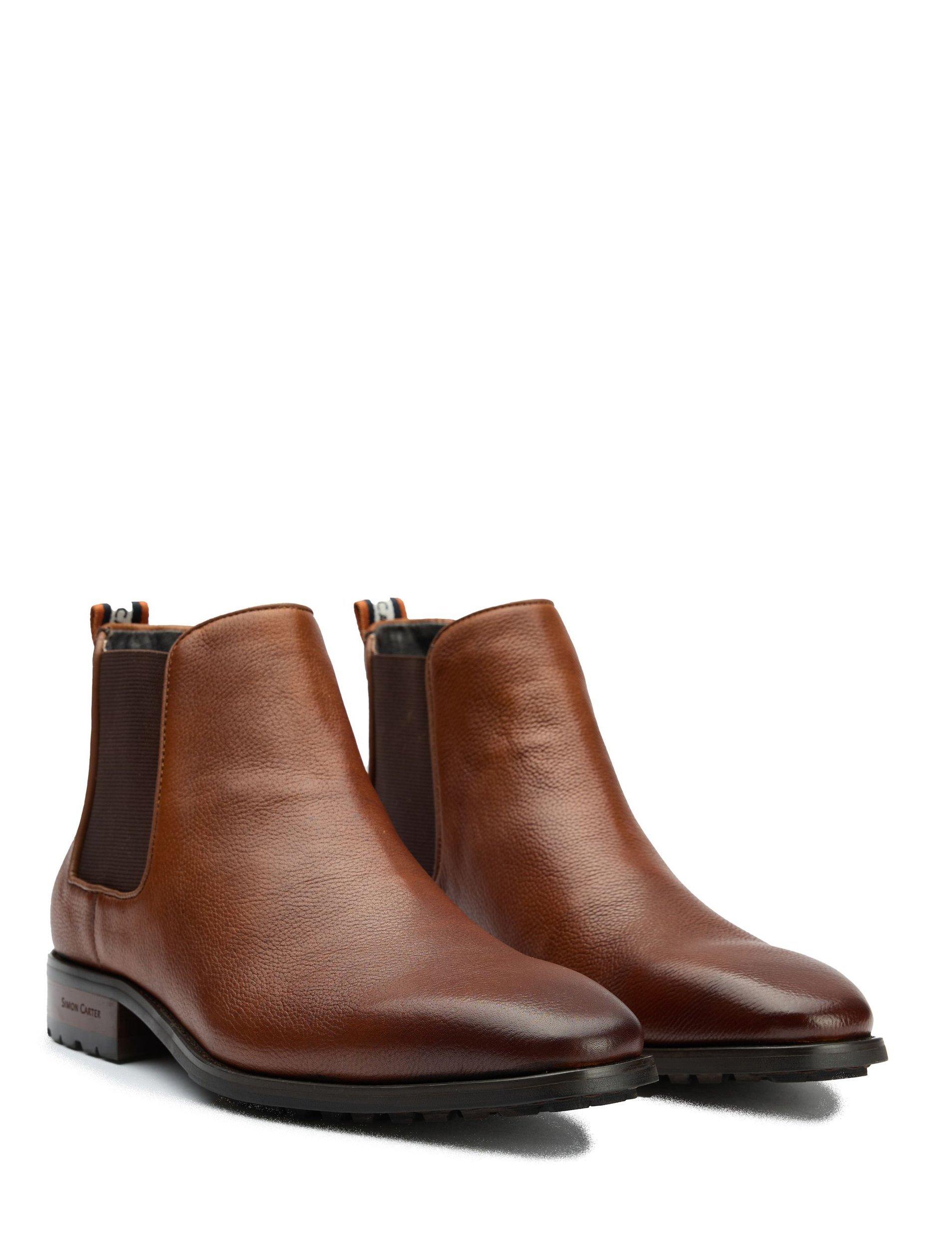 Product image 2 of 6, which shows Simon Carter Clove 3 Chelsea Leather Boots, Tan, 7