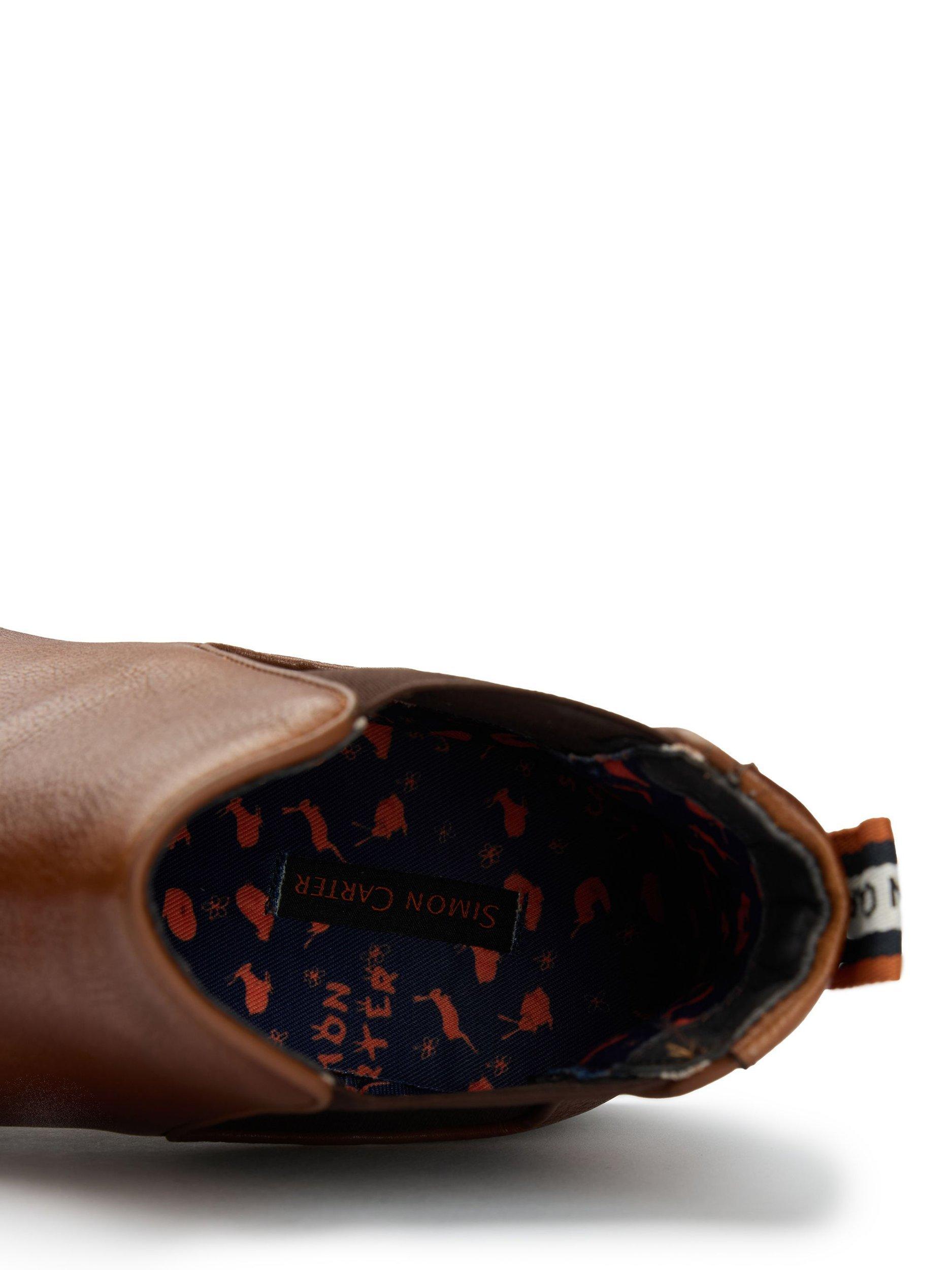 Product image 6 of 6, which shows Simon Carter Clove 3 Chelsea Leather Boots, Tan, 7