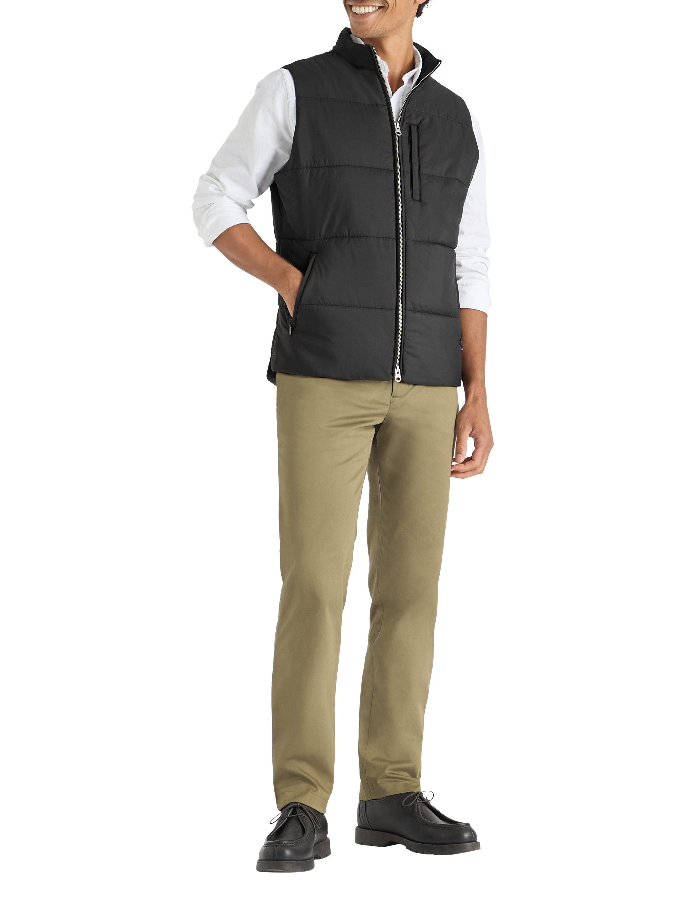 Product image 3 of 9, which shows SPOKE Slim Fit Zip Front Gilet, Black, S Sht