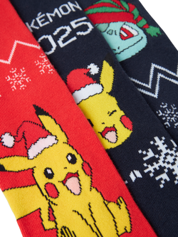 NAME IT Kids' Cotton Blend Pokémon Socks, Pack of 3, Dark Sapphire - view 2, Dark Sapphire