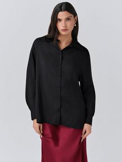 Ghost Ellie Satin Shirt, Black, Black